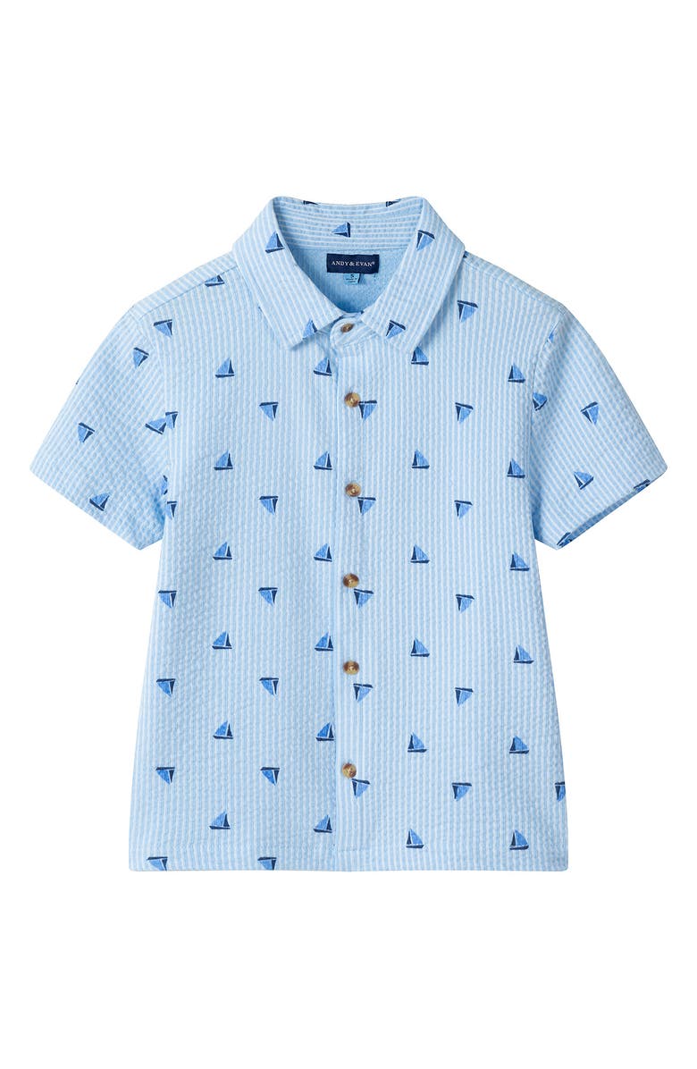 Andy & Evan Kids' Seersucker Shirt & Shorts Set, Alternate, color, Navy