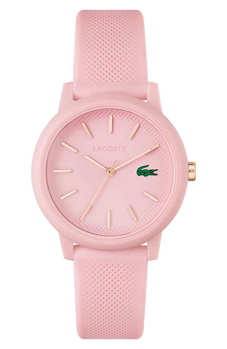 Lacoste 12.12 Silicone Strap Watch, 36mm, Main, color, Pink