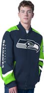 G-III SPORTS BY CARL BANKS Men's G-III Sports by Carl Banks College Navy Seattle Seahawks Prime Time Full-Zip Racing Jacket