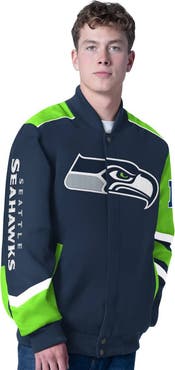 G-III SPORTS BY CARL BANKS Men's G-III Sports by Carl Banks College Navy Seattle Seahawks Prime Time Full-Zip Racing Jacket