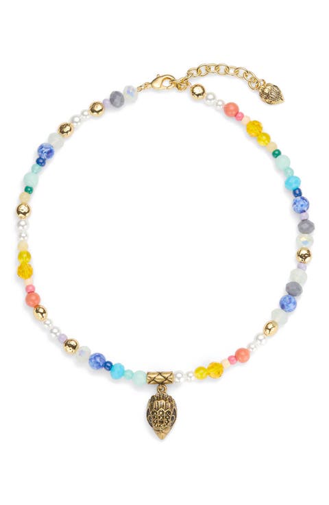 Beaded Eagle Head Pendant Necklace