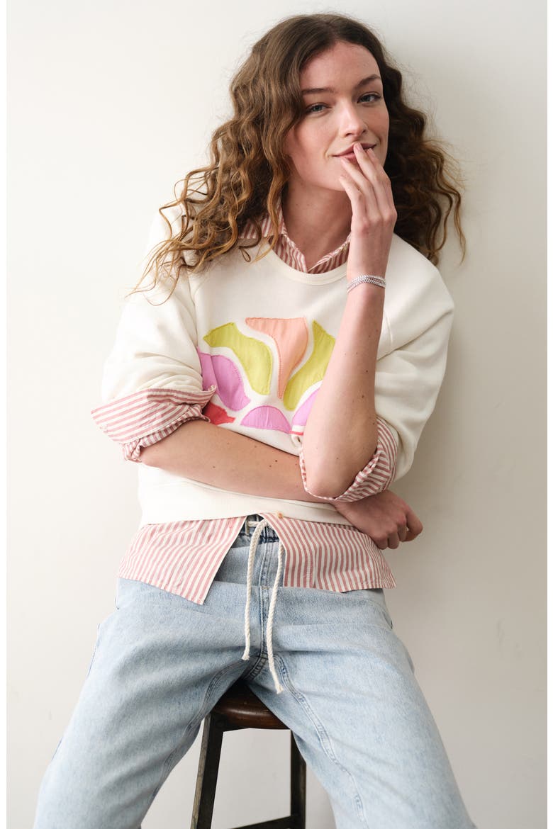 Cloud 9 Terry Sun Appliqué Sweatshirt, Alternate, color, ANTIQUE WHITE