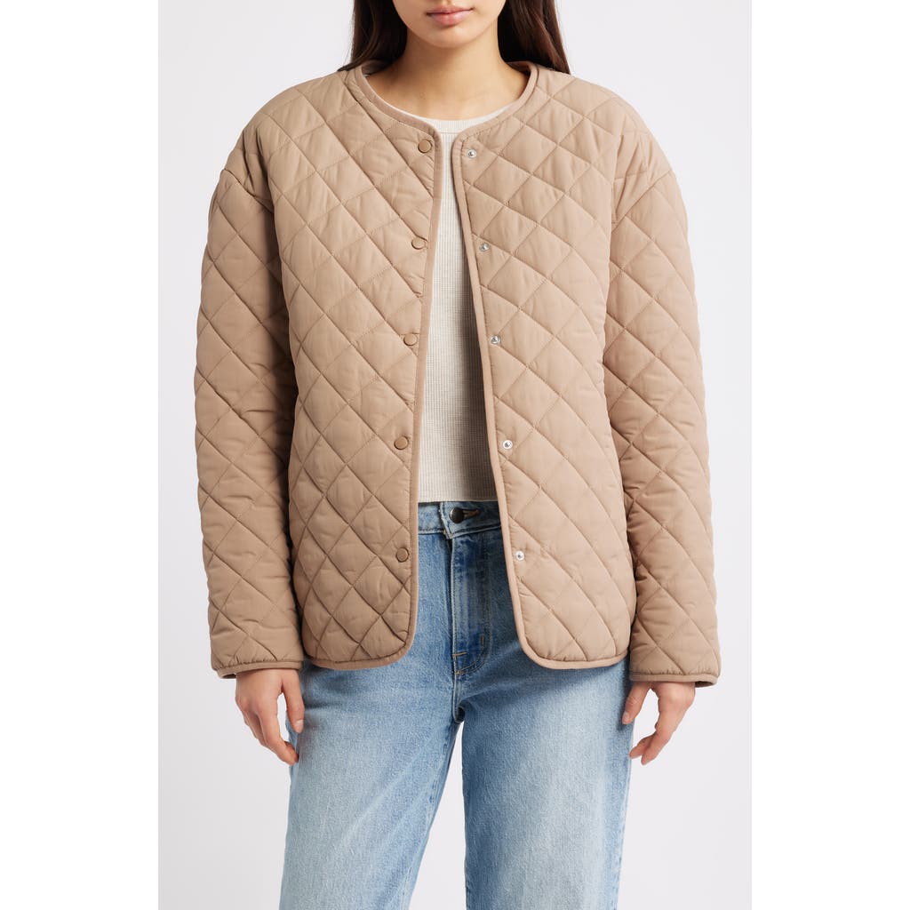 Thread & Supply Quilted Puffer Jacket In Brown