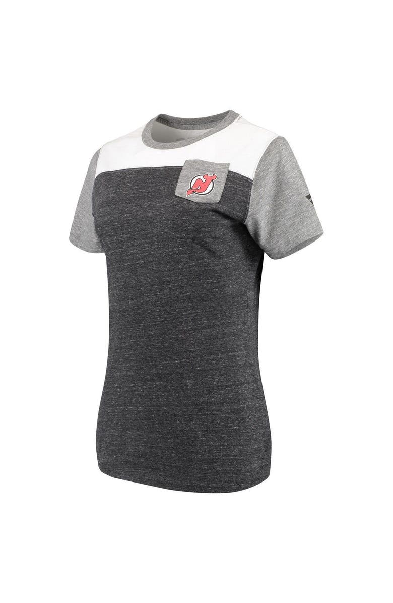 FANATICS Women's Fanatics Branded Black/Heathered Gray New Jersey Devils Iconic T-Shirt, Alternate, color,