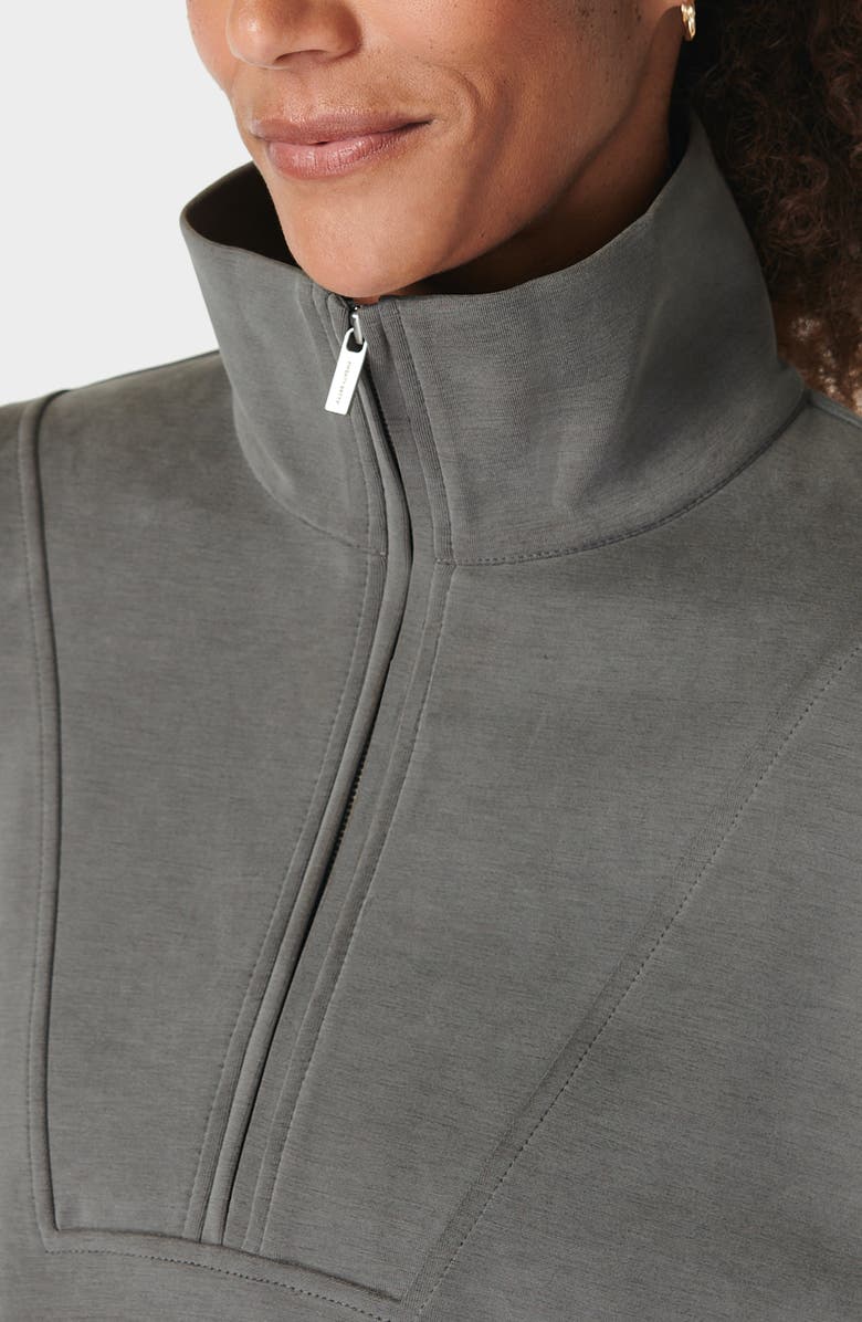 Sweaty Betty Half Zip Fleece Pullover, Alternate, color, Charcoal Grey