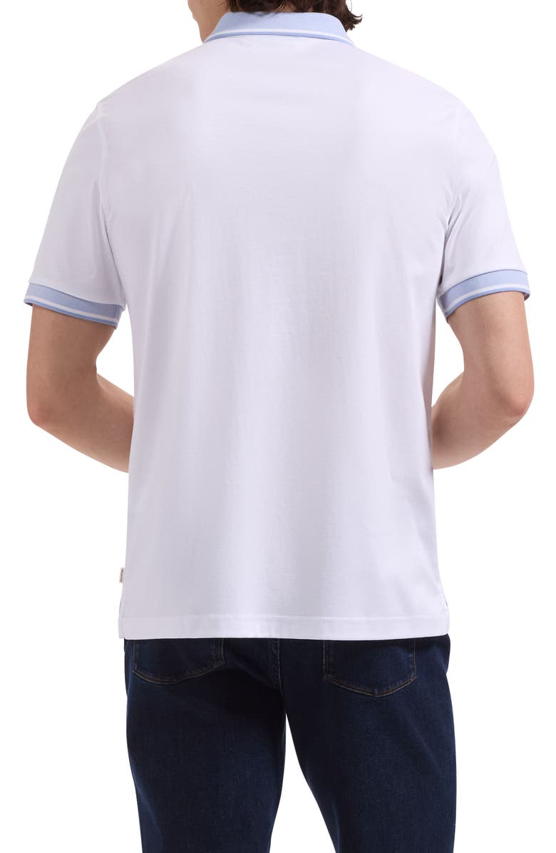 Bugatchi Tipped Pima Cotton Piqué Polo, Alternate, color, White