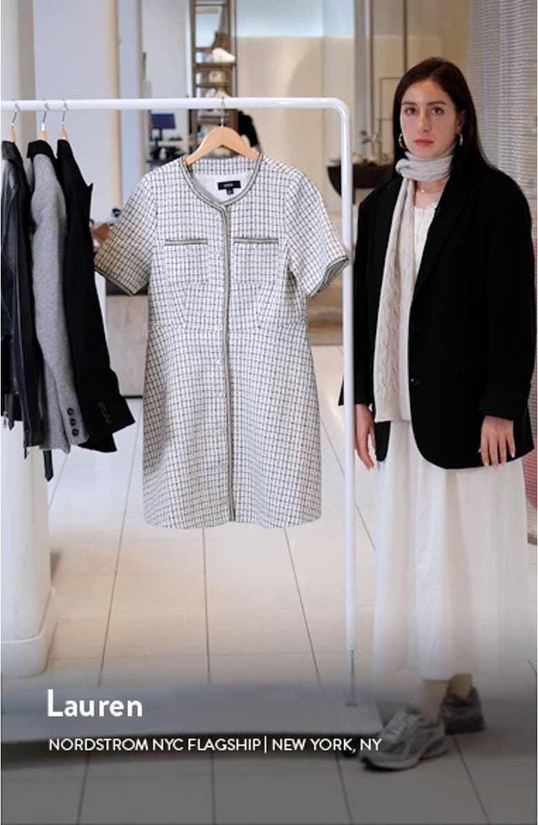 Short Sleeve Tweed Fit & Flare Dress, sales video thumbnail