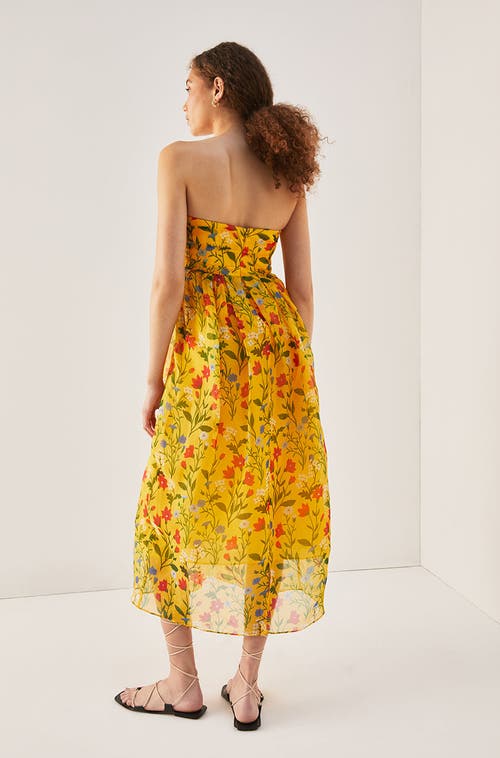 Rebecca Taylor Botanica Fleur Sweetheart Organza Dress In Dandelion Combo