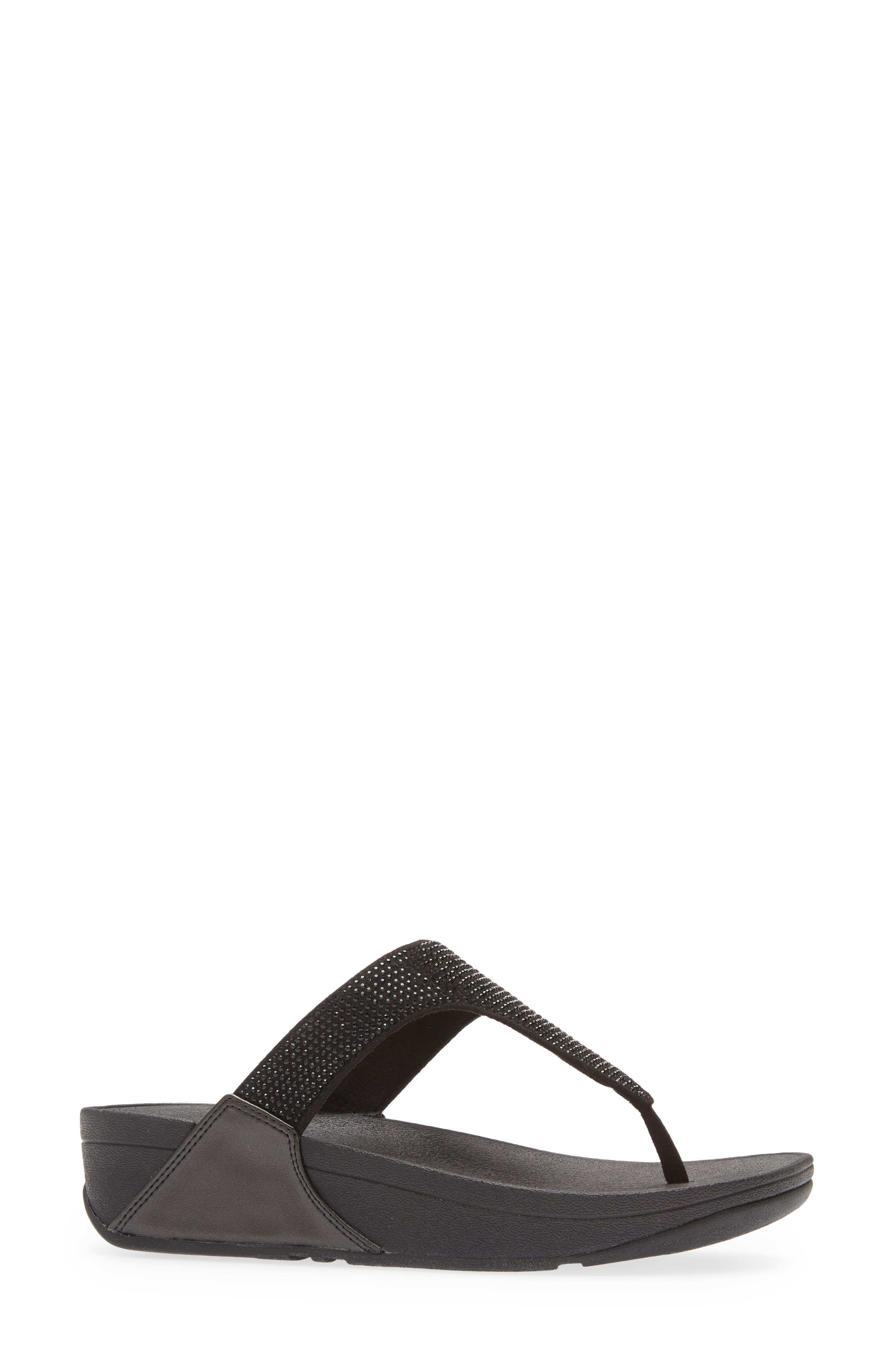 FitFlop Lulu Embellished Flip Flop, Alternate, color, All Black