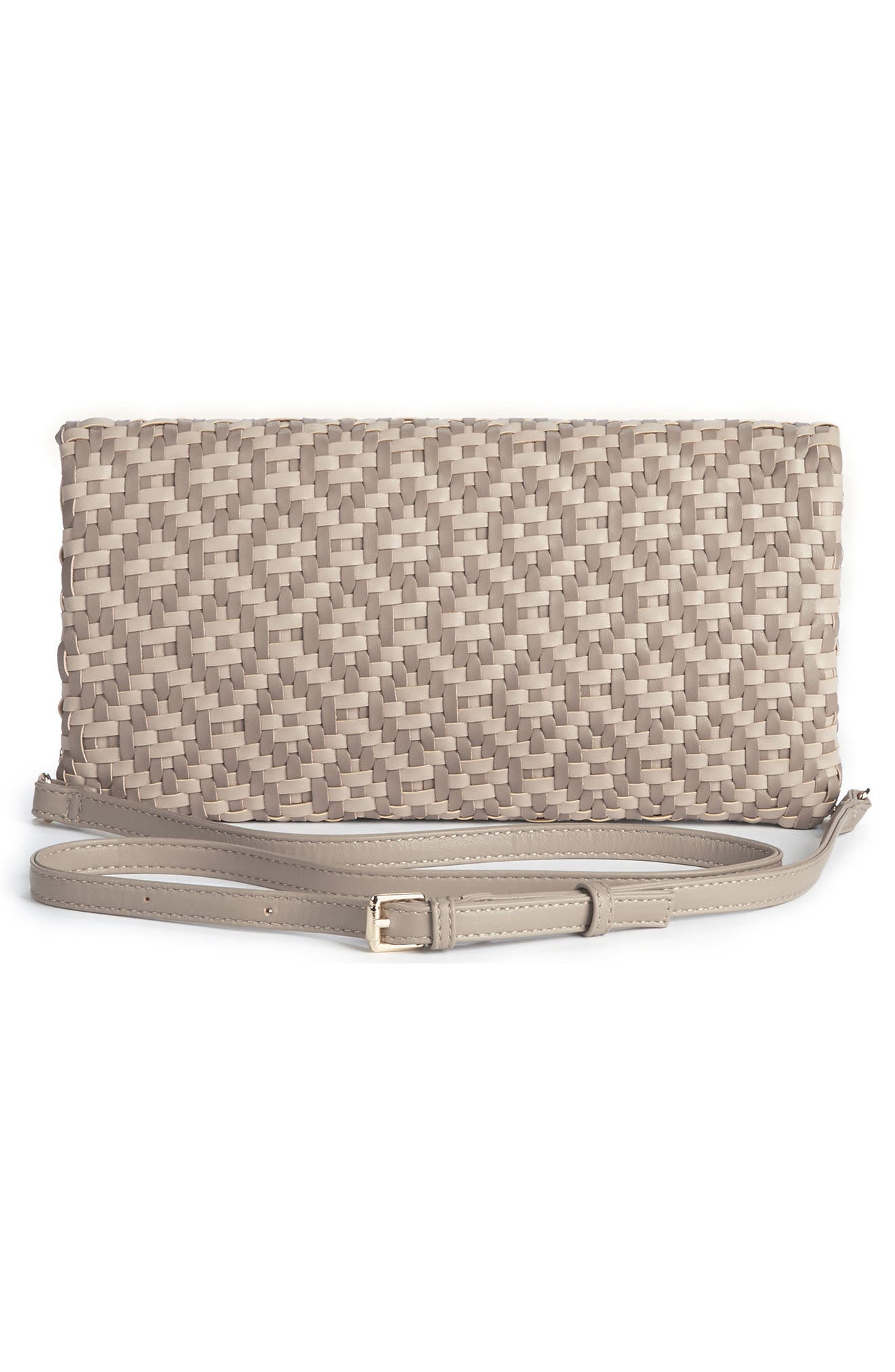 Sole Society Lisbeth Weave Foldover Clutch, Alternate, color, Nude Combo