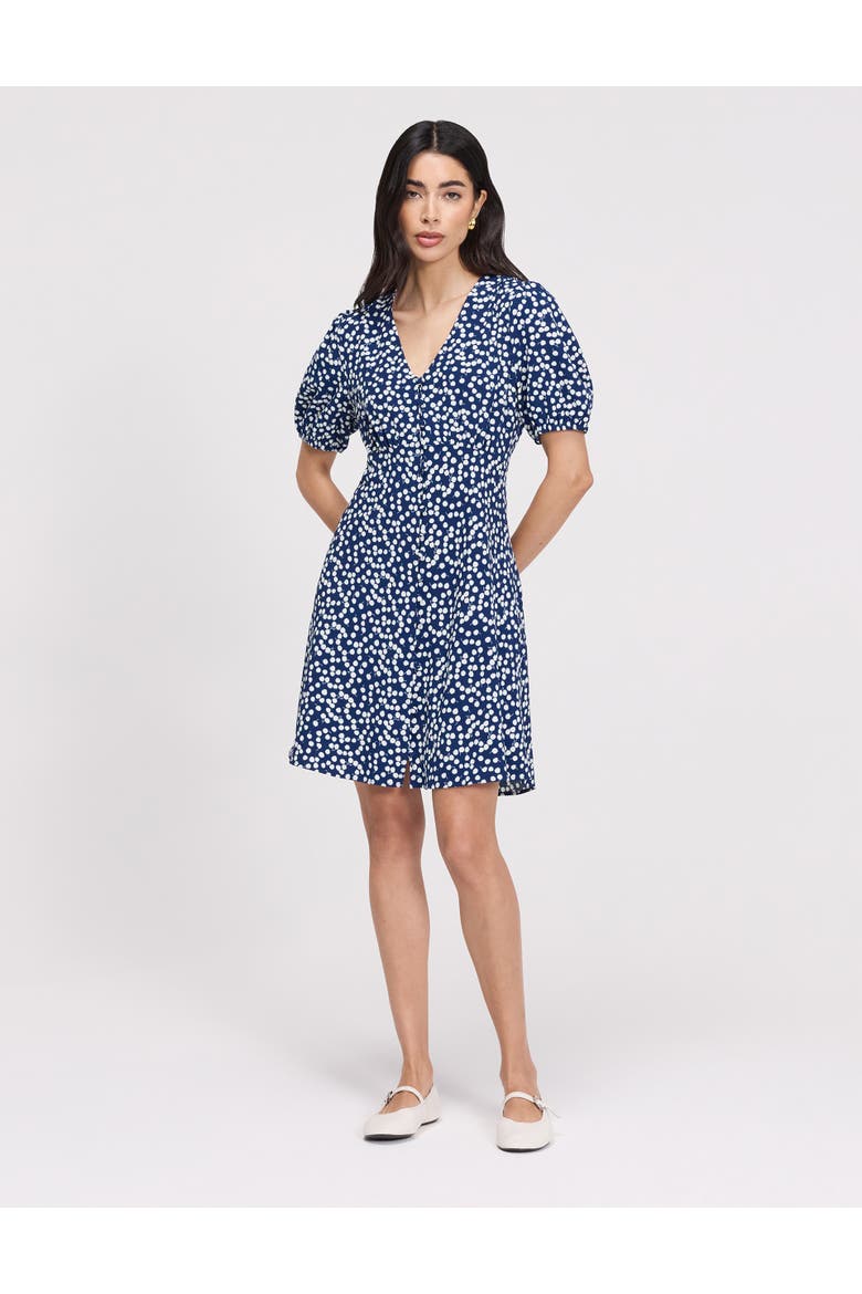 Ensley Button Through Short Dress, Alternate, color, Navy Cherry Spot