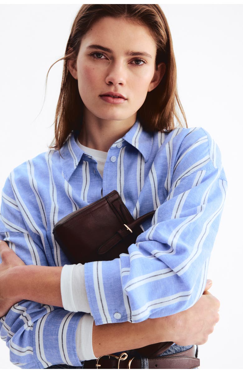 H&M Oversized Linen-blend Shirt, Alternate, color, Blue/Striped