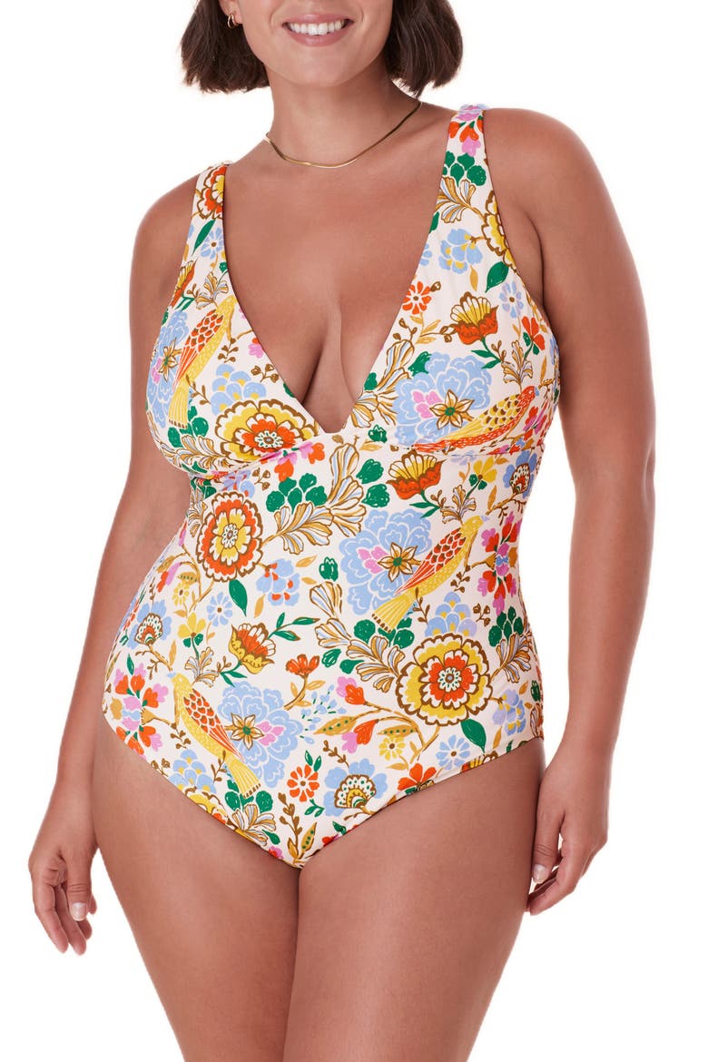 The Augustine One-Piece Swimsuit, Alternate, color, BIRD FLORAL