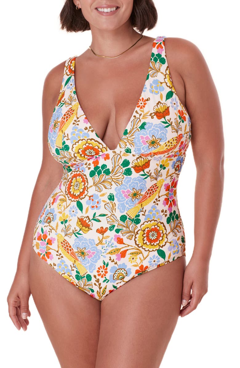 Andie The Augustine One-Piece Swimsuit, Alternate, color, Bird Floral