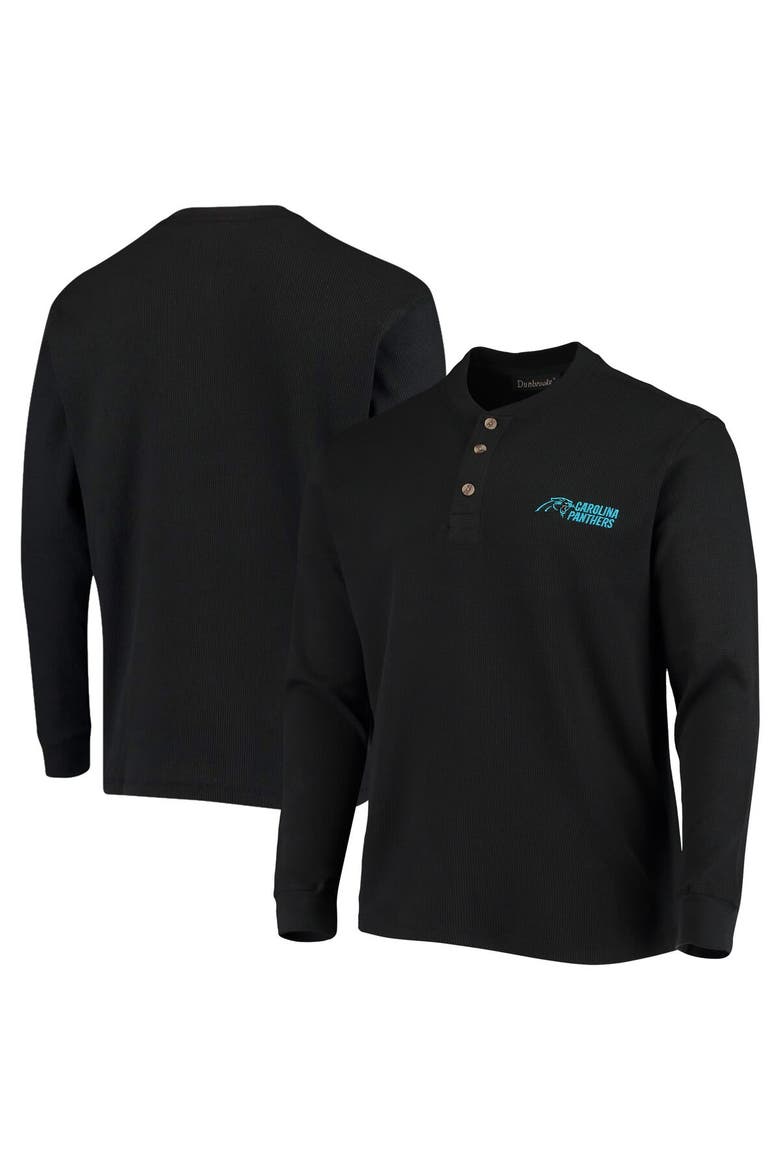 Men's Dunbrooke Black Carolina Panthers Logo Maverick Thermal Henley Long Sleeve T-Shirt, Main, color, Black