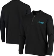 DUNBROOKE Men's Dunbrooke Black Carolina Panthers Logo Maverick Thermal Henley Long Sleeve T-Shirt