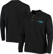 DUNBROOKE Men's Dunbrooke Black Carolina Panthers Logo Maverick Thermal Henley Long Sleeve T-Shirt