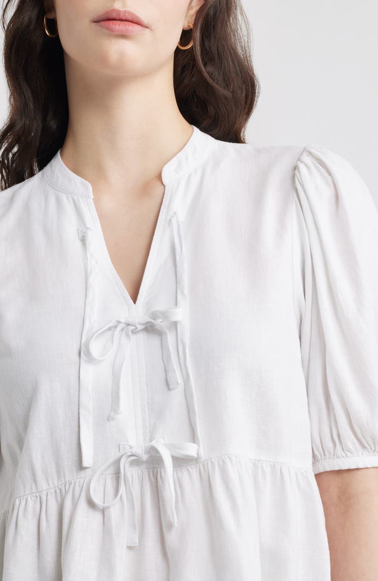 Caslon<sup>®</sup> Linen Blend Tie Front Peplum Top, Alternate, color, 