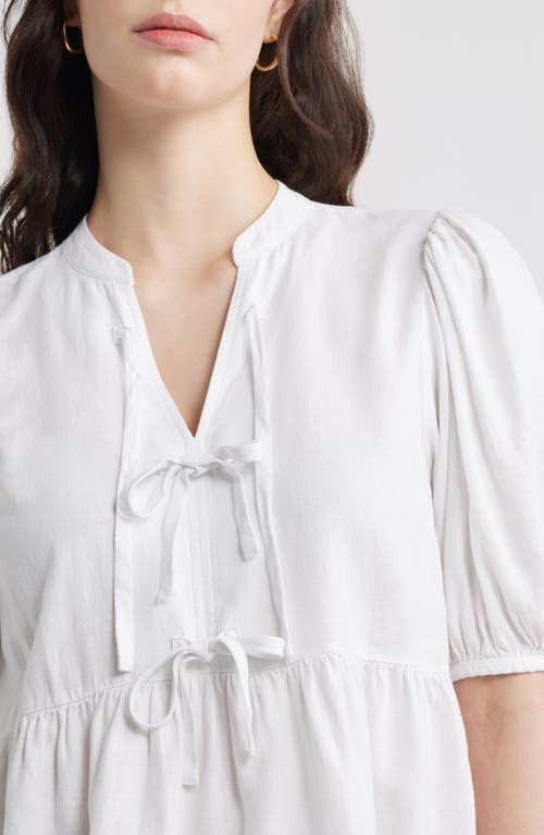 Caslonr Caslon(r) Linen Blend Tie Front Peplum Top