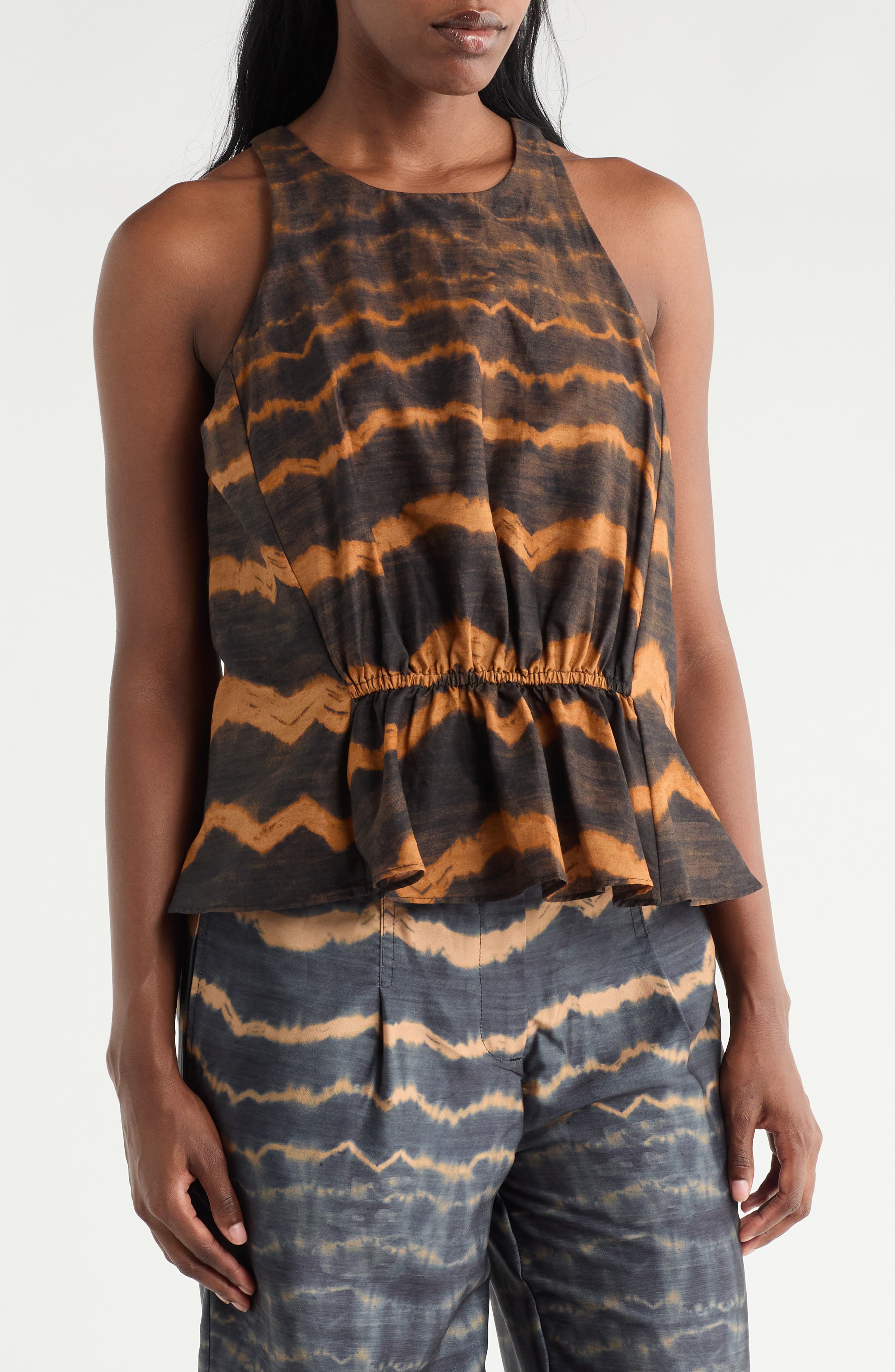 DKNY Gathered Front Cotton Voile Tank