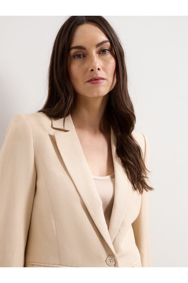 Elena Linen Blend Single Breasted Blazer, Alternate, color, Neutral