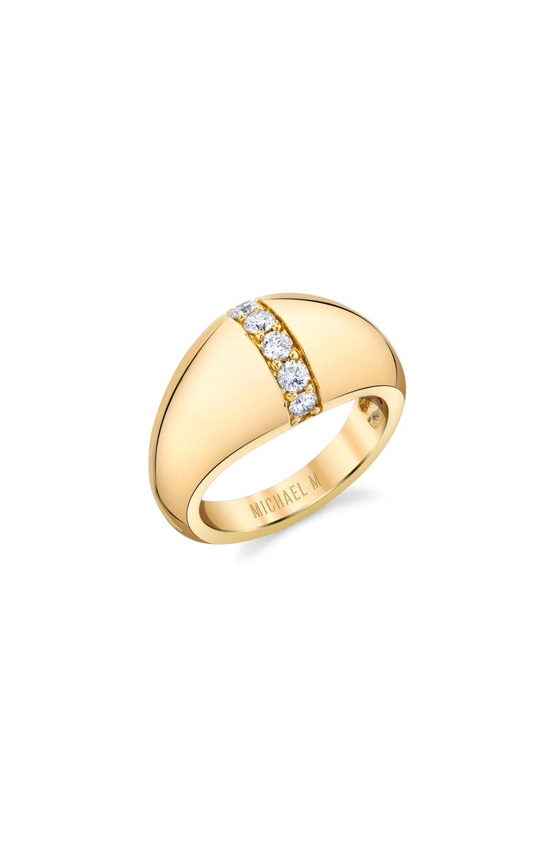 Michael M Orb Diamond Split Signet Ring, Main, color, Yellow Gold