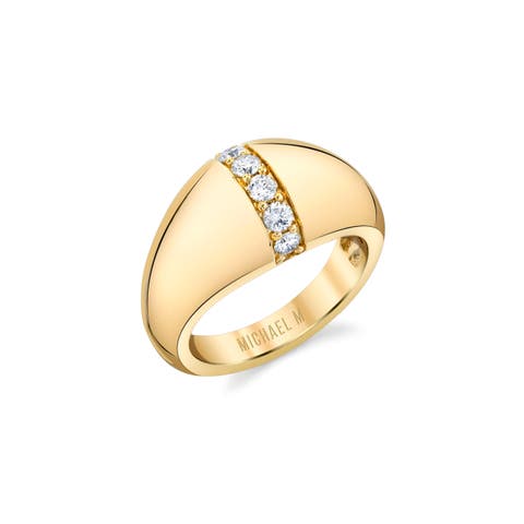 Orb Diamond Split Signet Ring