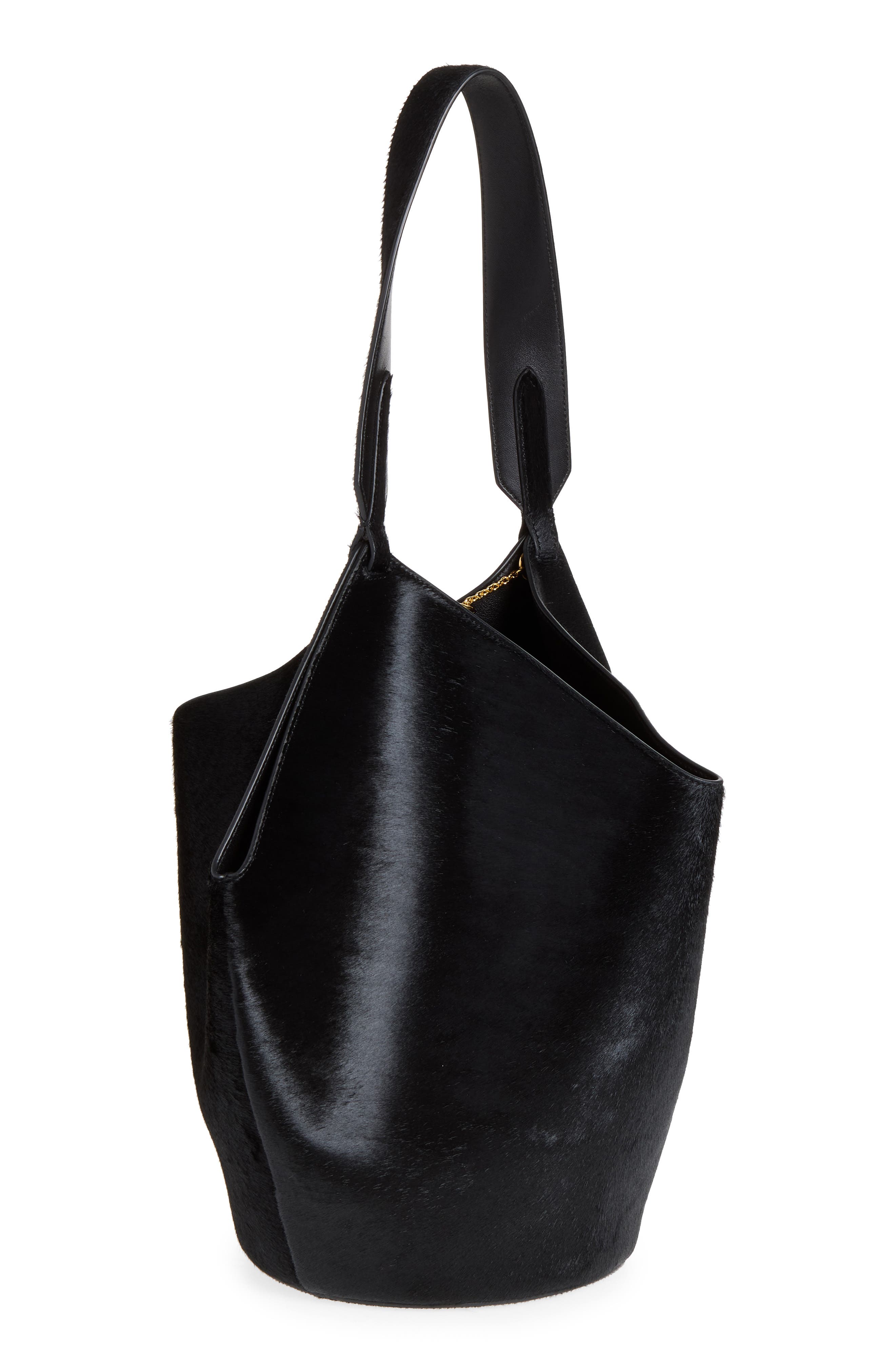 Small Lotus Genuine Calf Hair Top Handle Bag, Alternate, color, BLACK