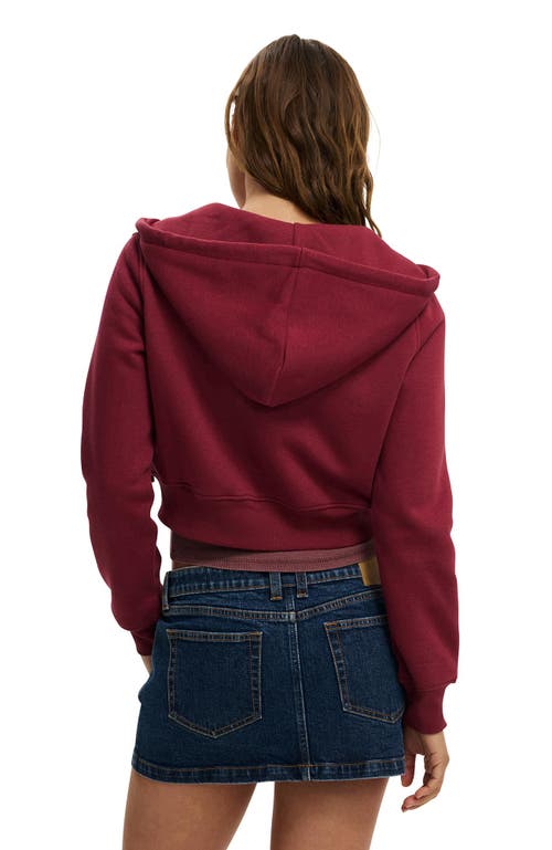 Cotton On Premium Cropped Zip Through Hoodie In Red