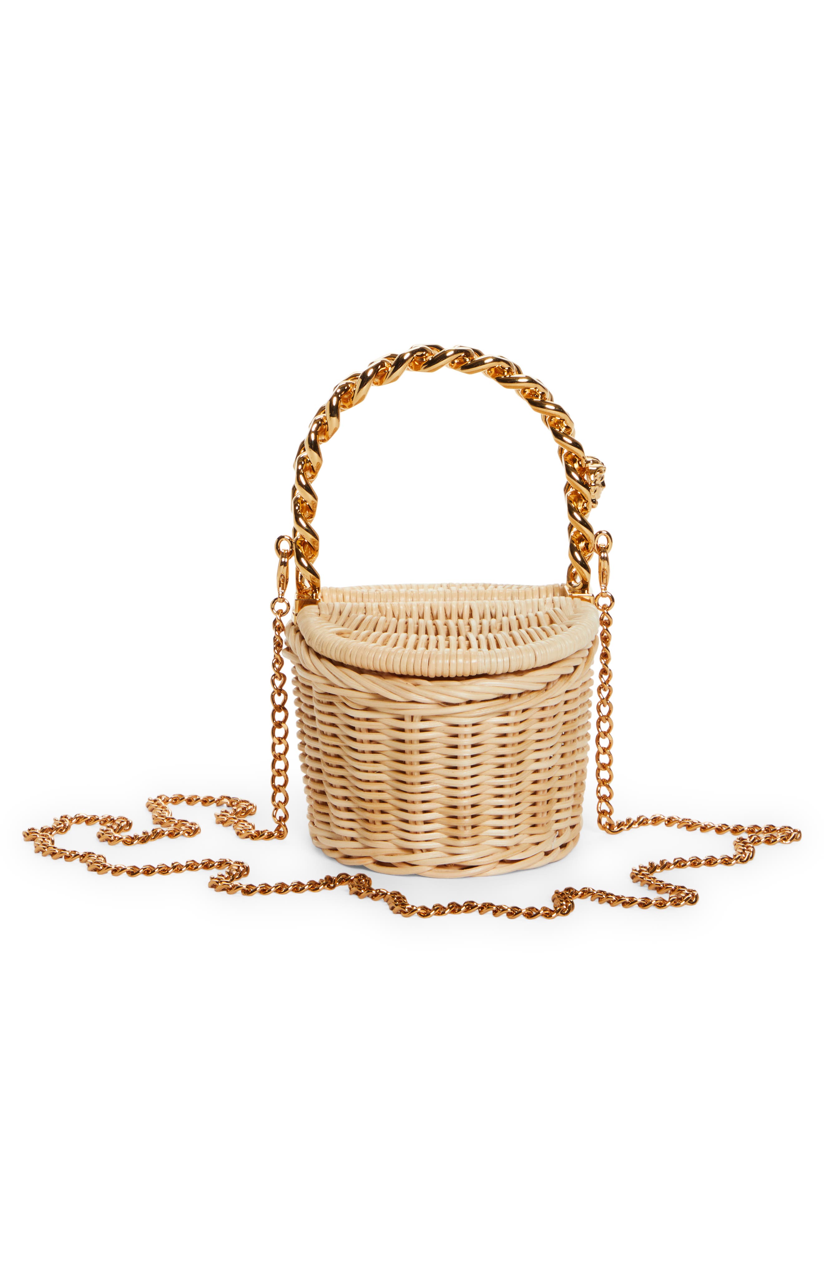 Versace Micro Straw Basket Bag, Alternate, color, 