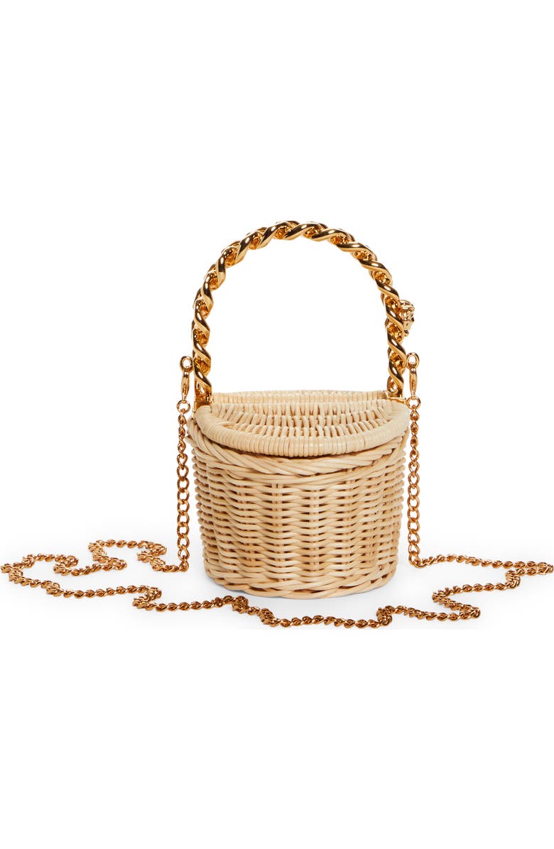 Versace Micro Straw Basket Bag, Alternate, color,