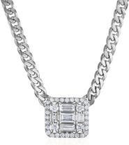 Mindi Mond Halo Cube Diamond Curb Chain Necklace