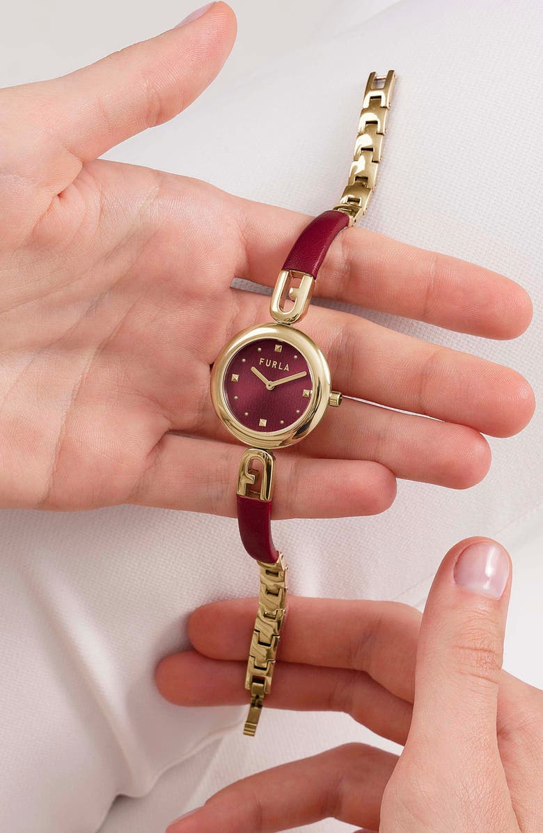 Furla Bangle Leather Strap Watch, 28mm, Alternate, color,