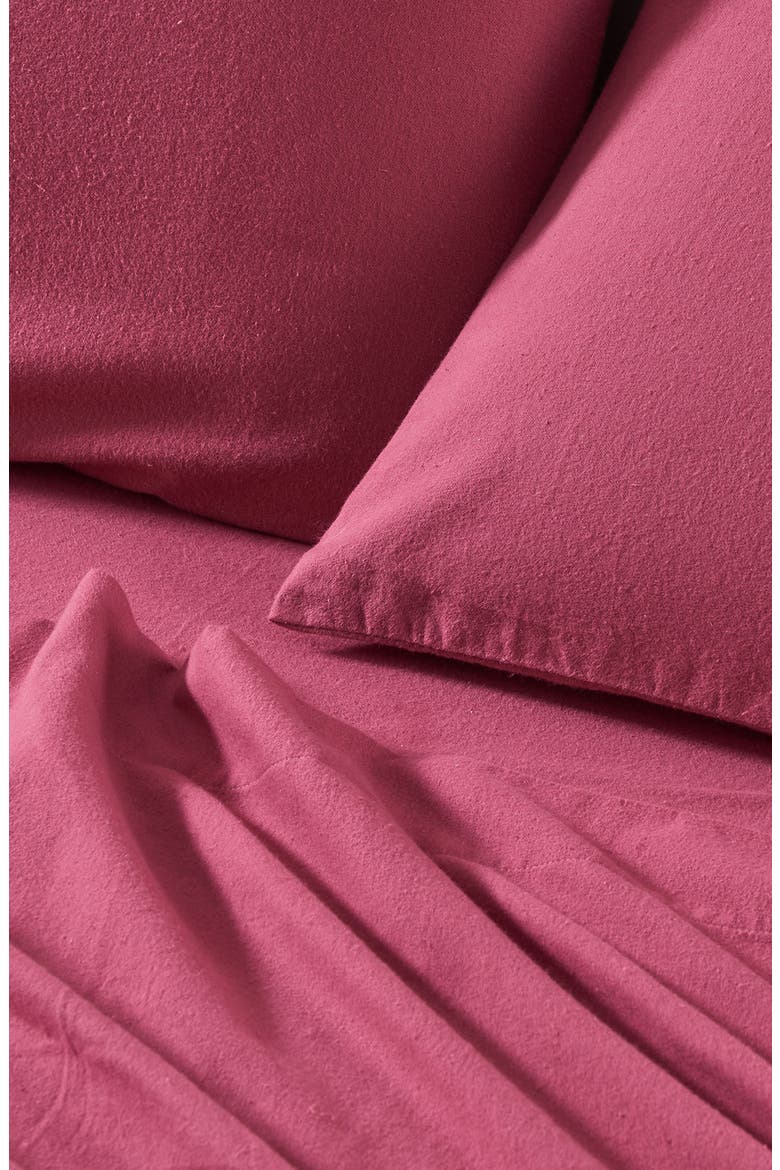 Turkish Cotton Solid Flannel Sheet Set, Alternate, color, PINK FROST