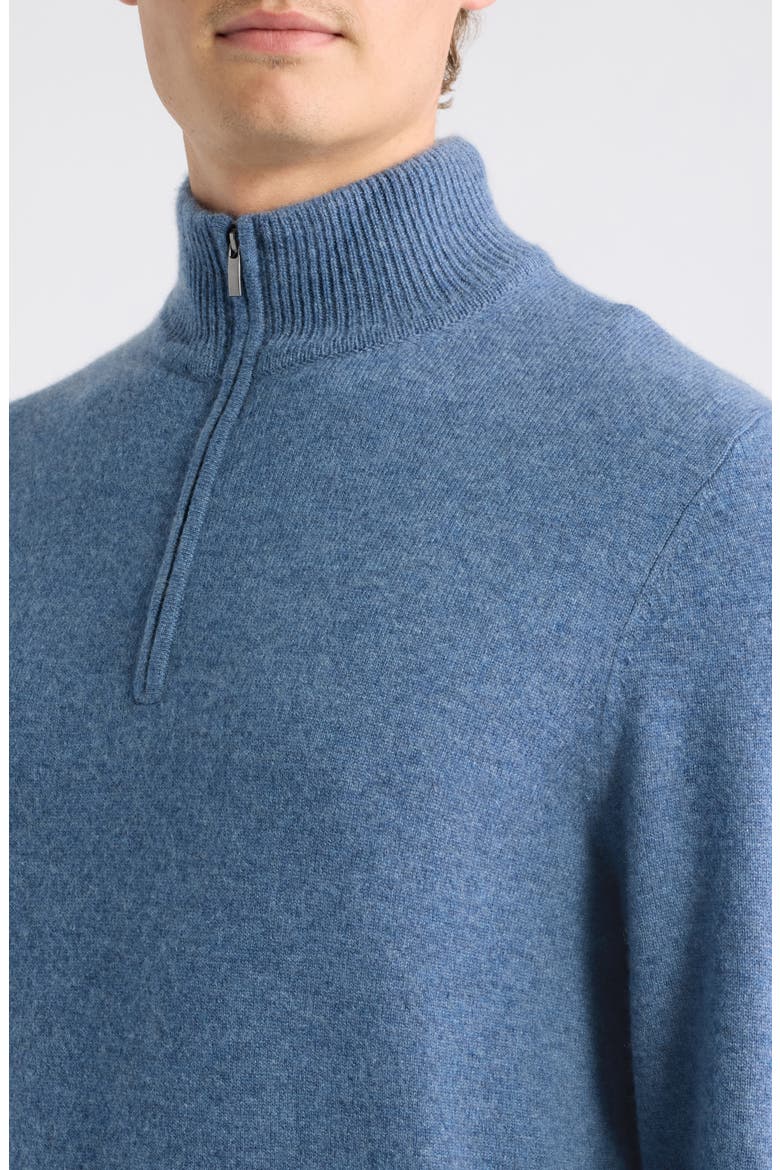 Quarter Zip Cashmere Sweater, Alternate, color, BLUE MOONLIGHT HEATHER