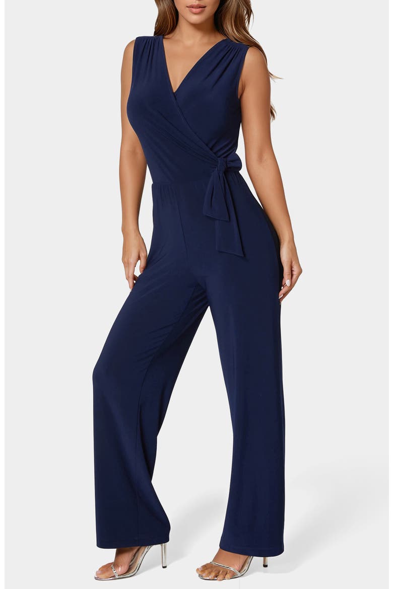 Sleeveless Faux Wrap Jumpsuit, Alternate, color, NAVY