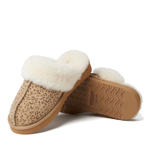 Dearfoams Fireside By Women's Sydney Genuine Shearling Scuff In Leopard