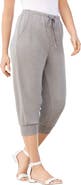 Roaman's Plus Size Soft Knit Capri Pant With Drawstring Waist