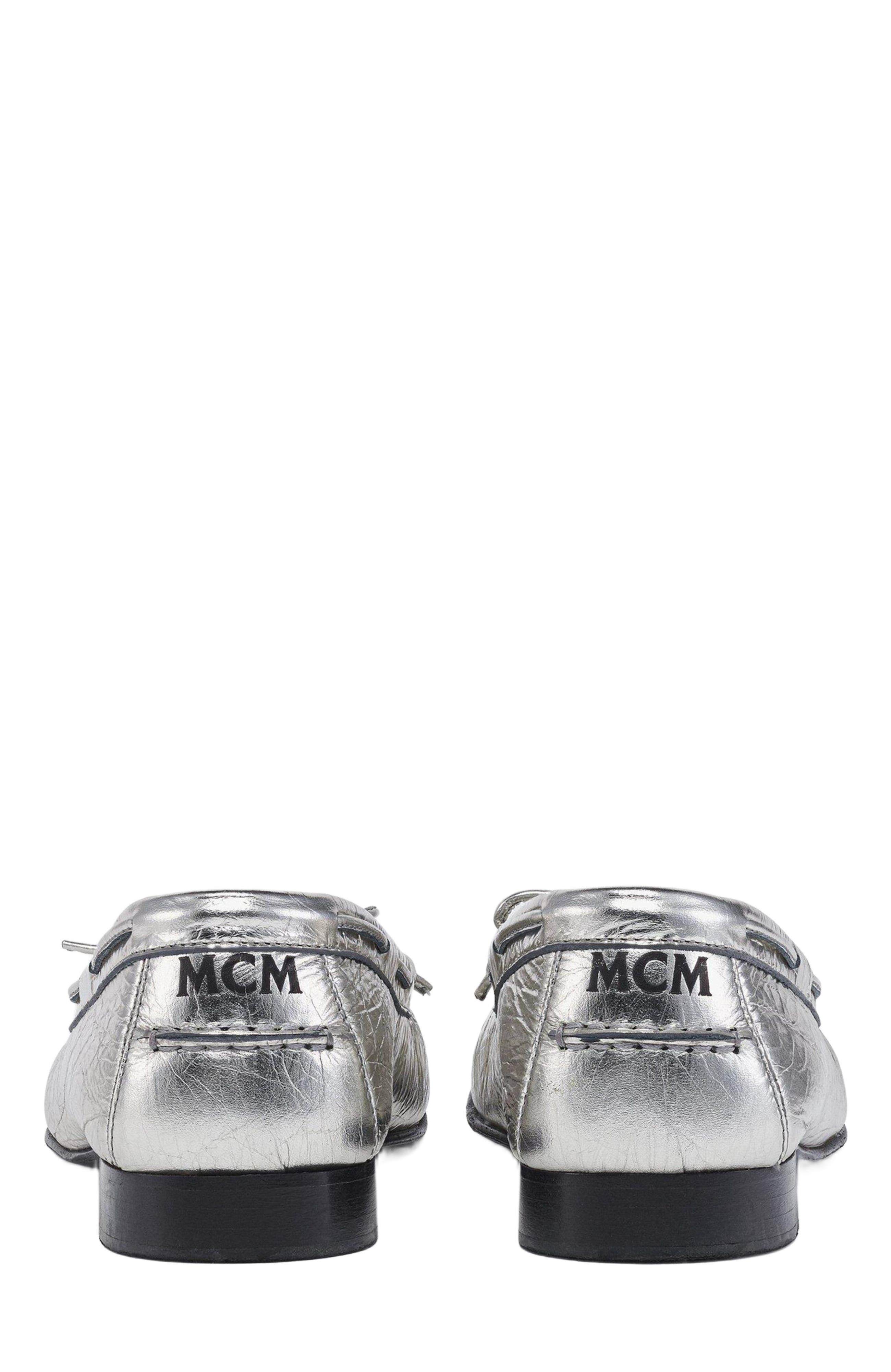MCM Moccasin in Metallic Calf Leather, Alternate, color, 