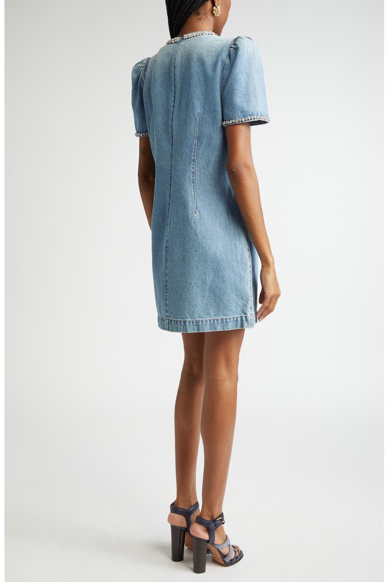 Crystal Embellished Denim Minidress, Alternate, color, BLUE MOON