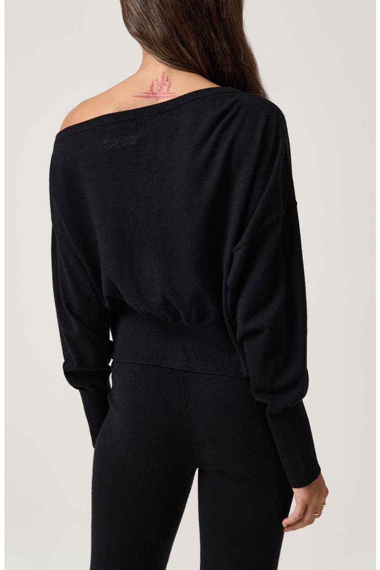 Jules Off the Shoulder Cotton Sweater, Alternate, color, BLACK