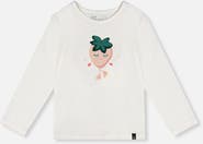 Deux par Deux Organic Cotton Soft Whimsical Strawberry Long Sleeve T-Shirt