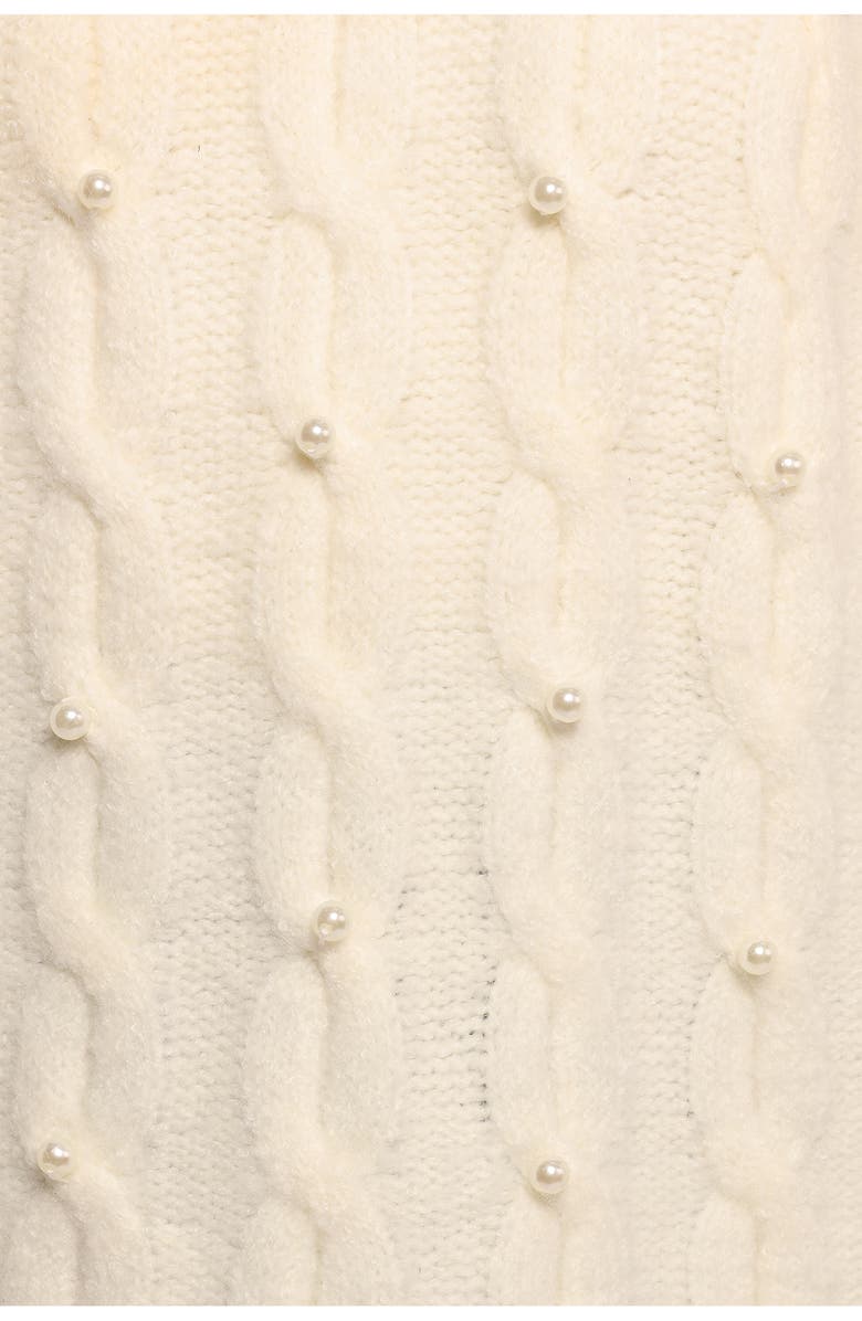 Petal & Pup Kalai Faux Pearl Cable Knit Sweater, Alternate, color,