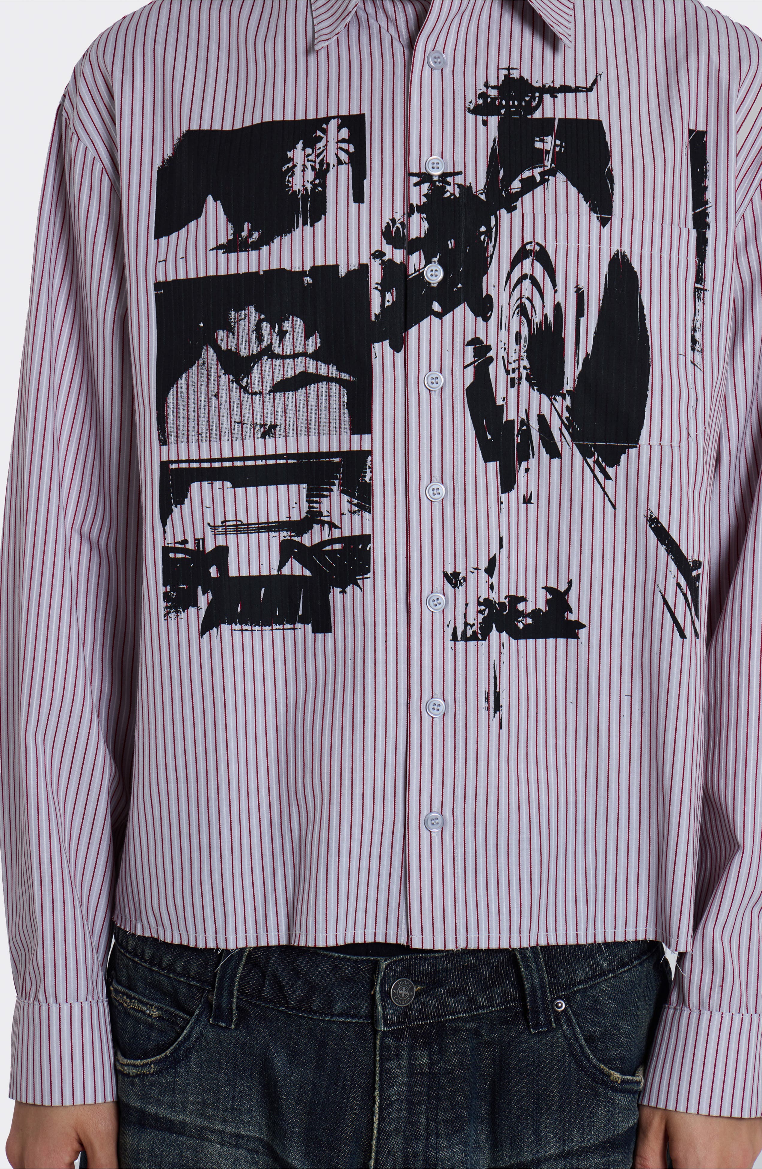 Stripe Graphic Button-Up Shirt - image 2
