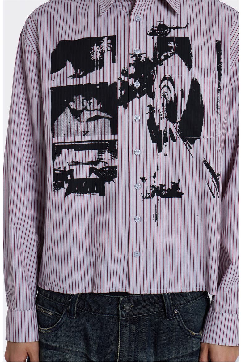 Stripe Graphic Button-Up Shirt, Alternate, color, GREY