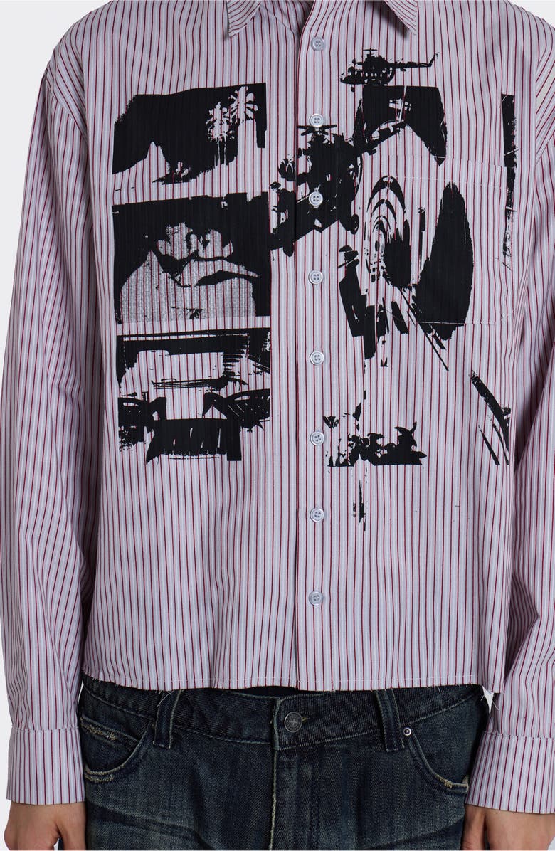 JADED LONDON Stripe Graphic Button-Up Shirt, Alternate, color, Grey