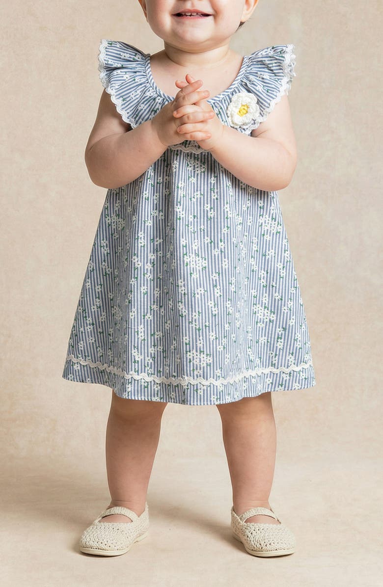 Pippa & Julie Larkin Daisy Stripe Sundress & Bloomers Set, Alternate, color, Blue/ White
