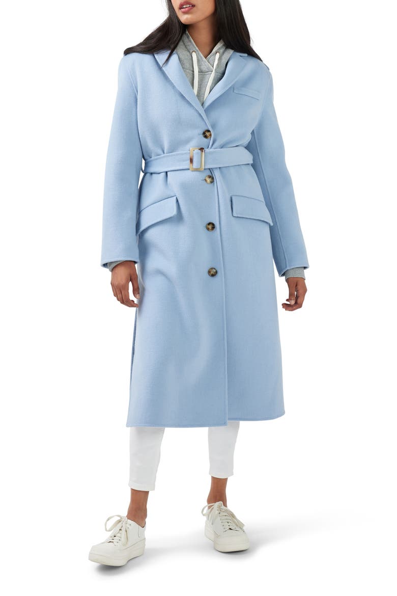 Skylilght Longline Wool Blend Coat, Main, color, SKY BLUE