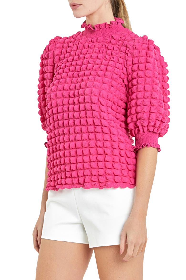Textured Mock Neck Top, Alternate, color, PINK
