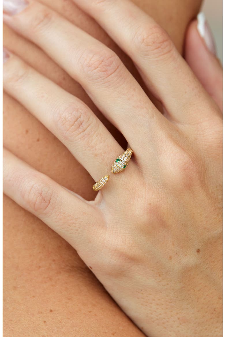 CZ Pavé Snake Ring, Alternate, color, YELLOW